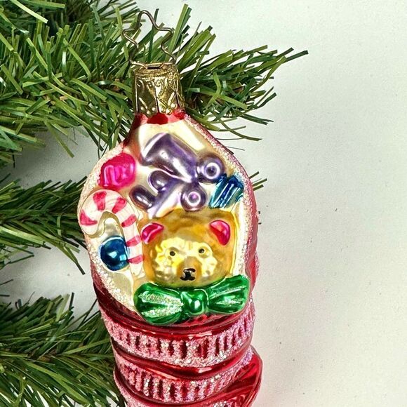 INGE GLAS Germany Stocking with Gifts Blown Glass Christmas Ornament - Picture 4 of 10